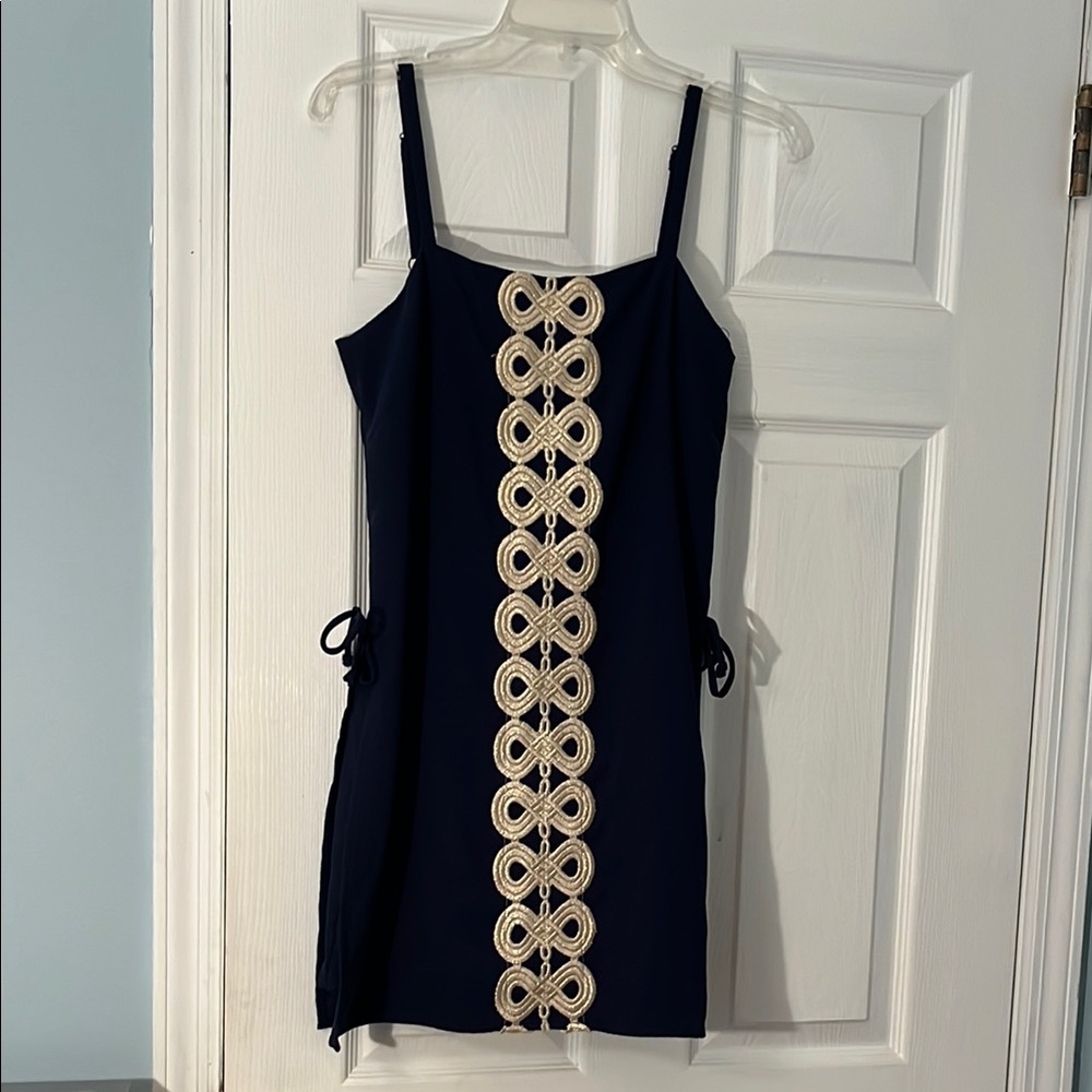 Lilly Pulitzer Navy Blue Romper with Gold Embroidery size 0